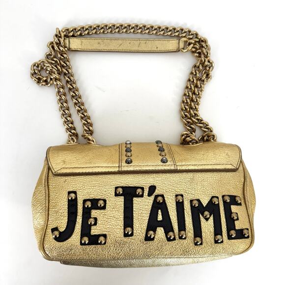 Dolce and Gabbana Lucia Metallic Gold Calfskin Embellished Shoulder Bag - Picture 7 of 16